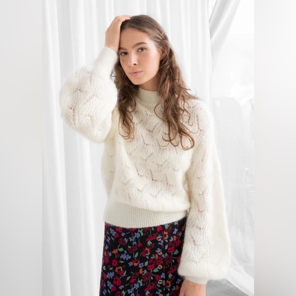 & OTHER STORIES Eyelet Knit Wool Blend Sweater - Picture 1 of 9